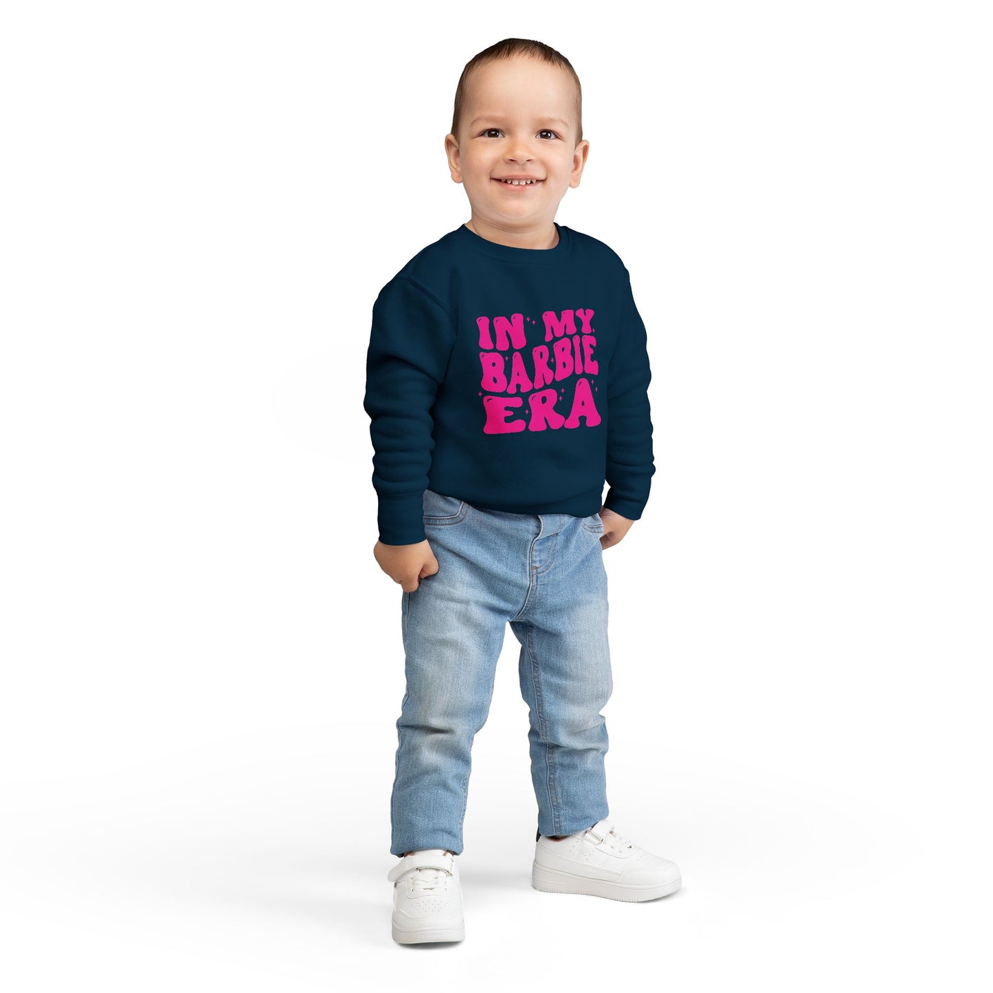 Toddler Sweatshirt — "In My Barbie Era" Pink Retro Graphic Pullover
