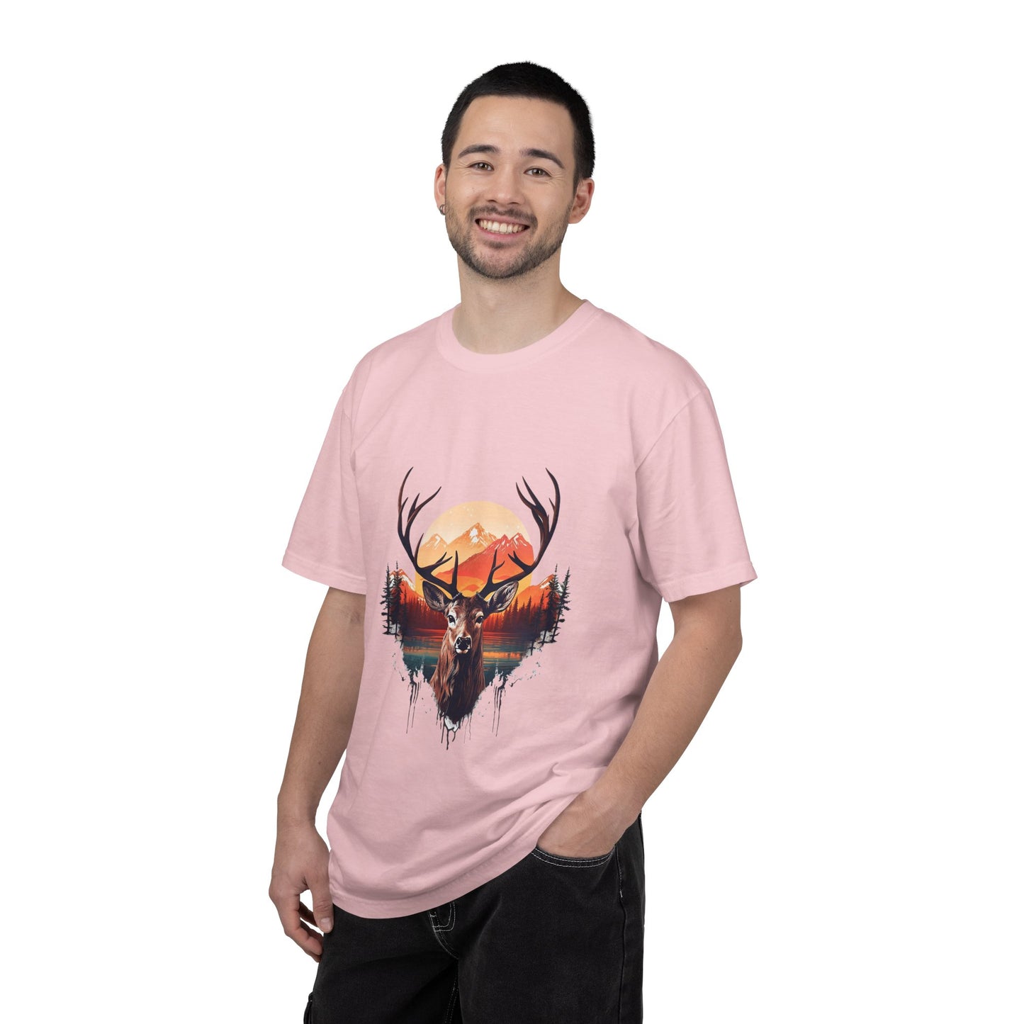 Deer Sunset Graphic T-Shirt