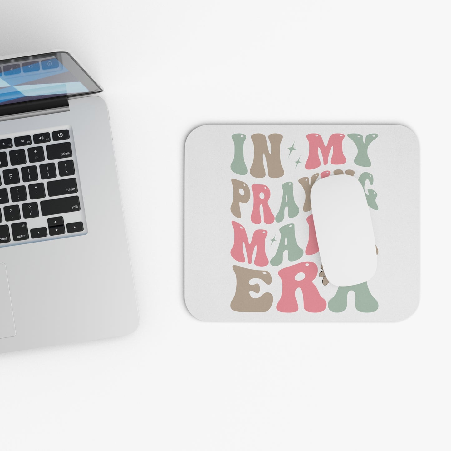Mouse Pad — "In My Praying Mama Era" Retro Floral Desk Mat