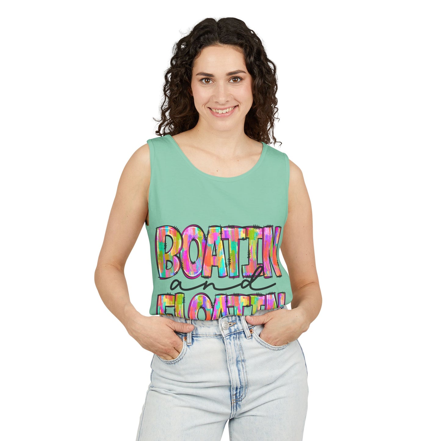 Boatin' and Floatin' Colorful Graphic Tank Top — Summer Lake & Beach Tank