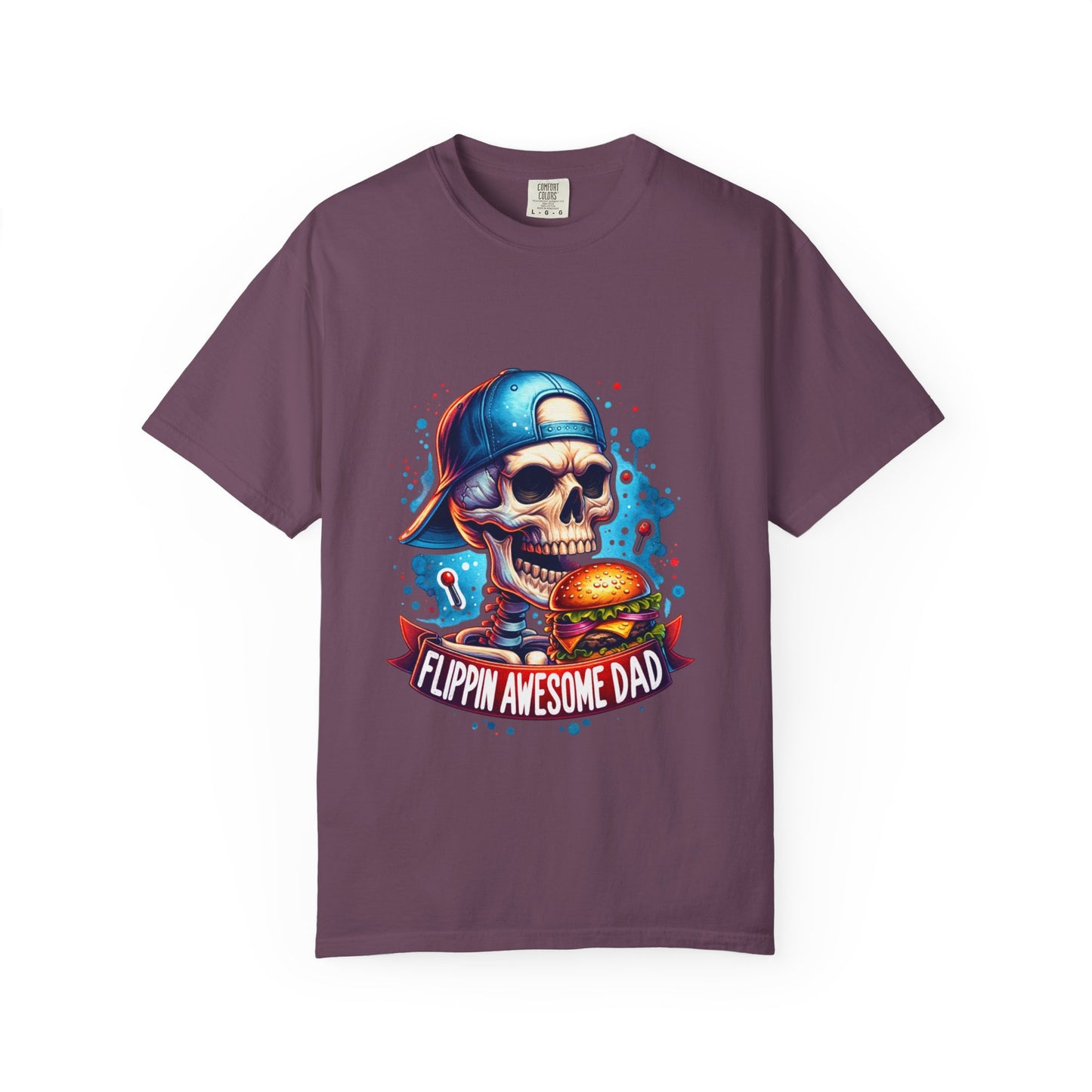 Flippin' Awesome Dad T-Shirt — Skull Chef Burger Graphic Tee for Fathers, Father’s Day Gift
