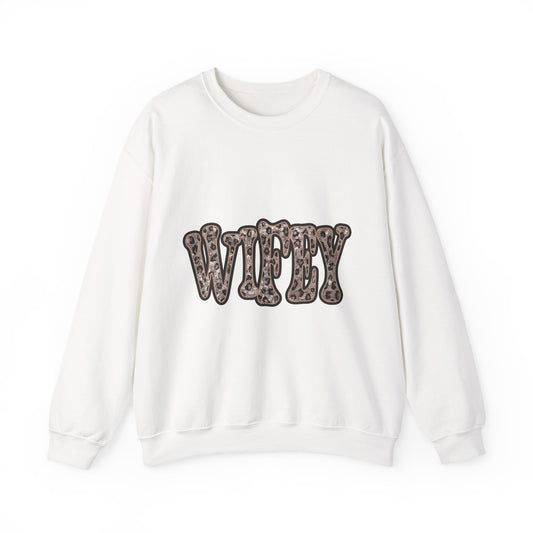 Wifey Leopard Faux Sequin  Print Crewneck Sweatshirt — Cozy Bridal/Anniversary Gift