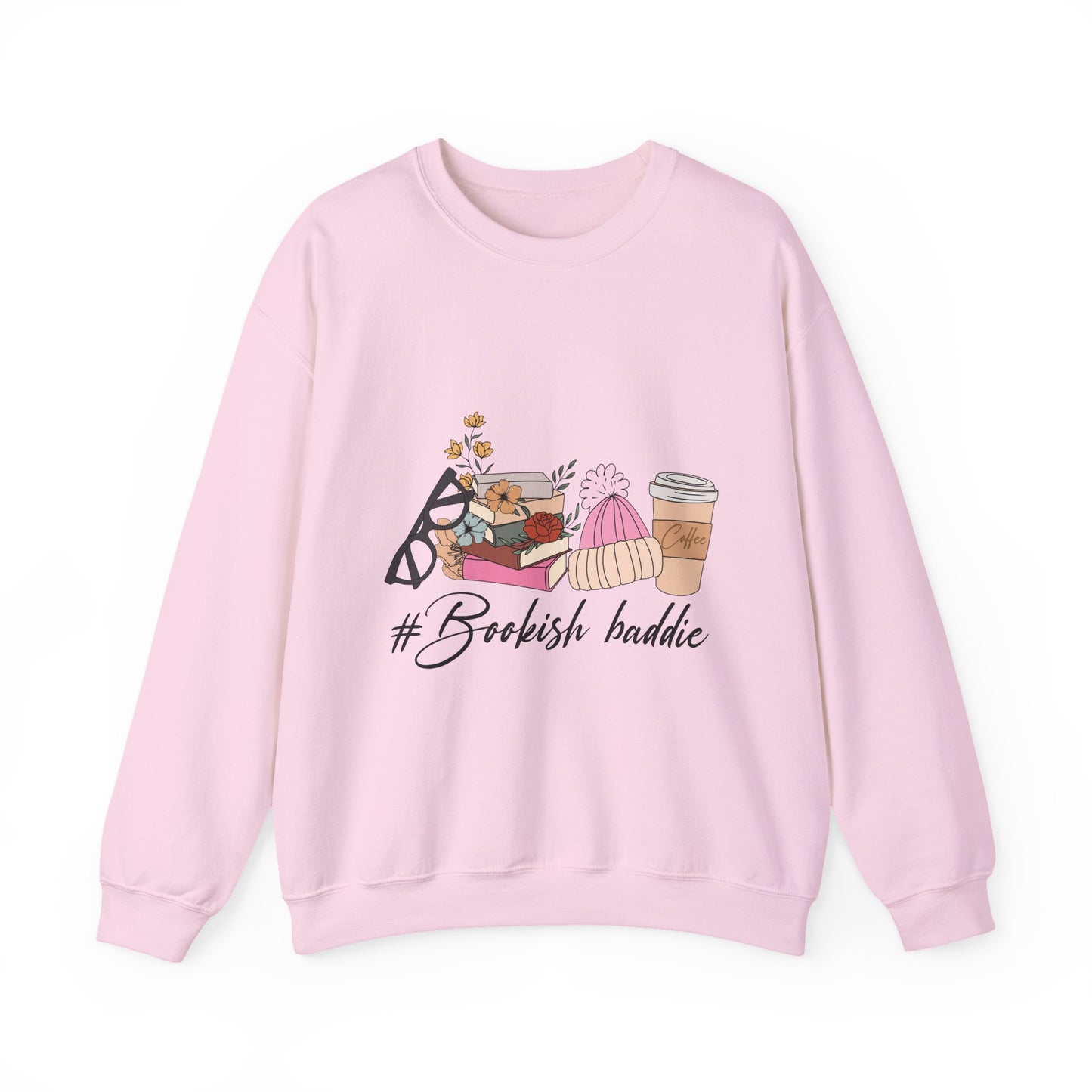 Crewneck Sweatshirt — "#Bookish Baddie" Cozy Reader Graphic Pullover