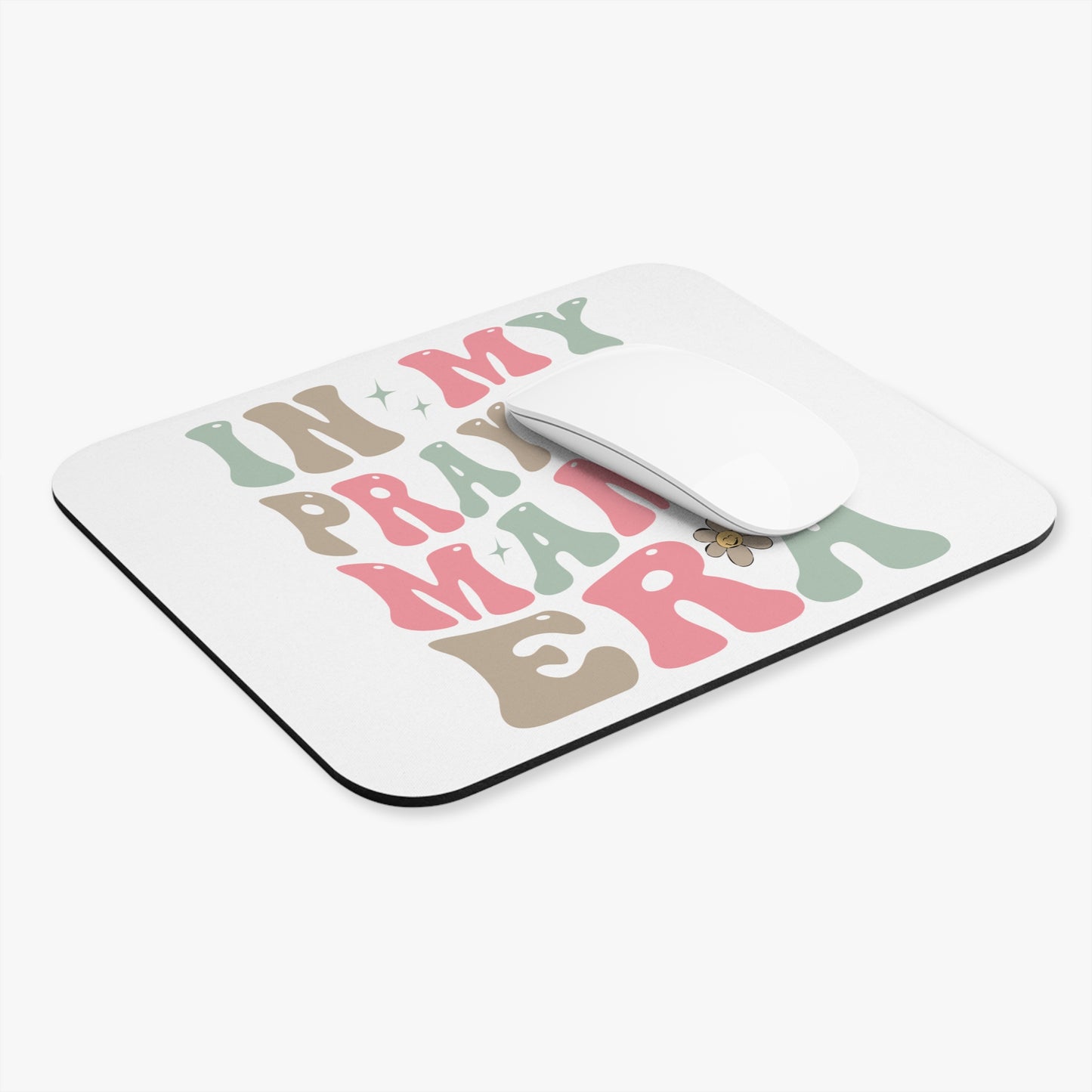 Mouse Pad — "In My Praying Mama Era" Retro Floral Desk Mat