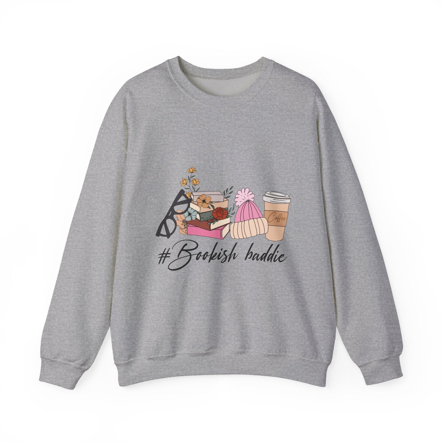 Crewneck Sweatshirt — "#Bookish Baddie" Cozy Reader Graphic Pullover