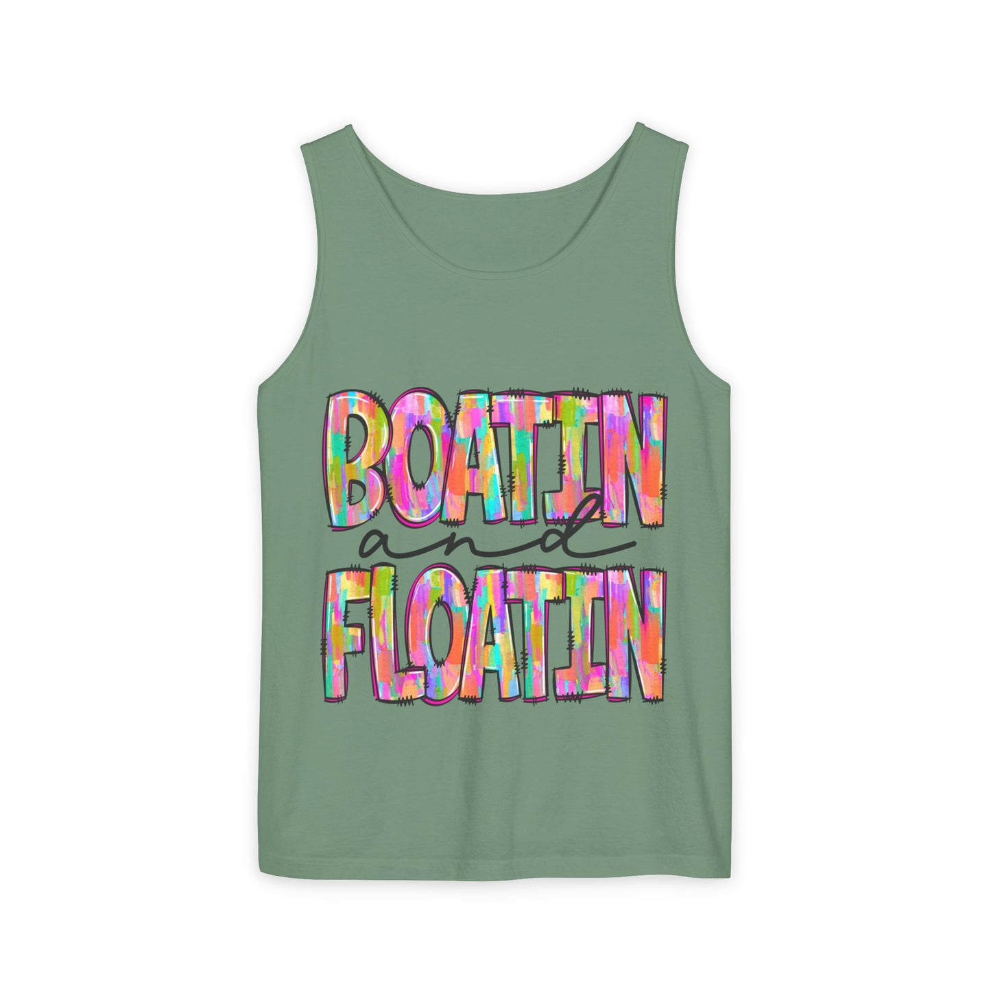 Boatin' and Floatin' Colorful Graphic Tank Top — Summer Lake & Beach Tank