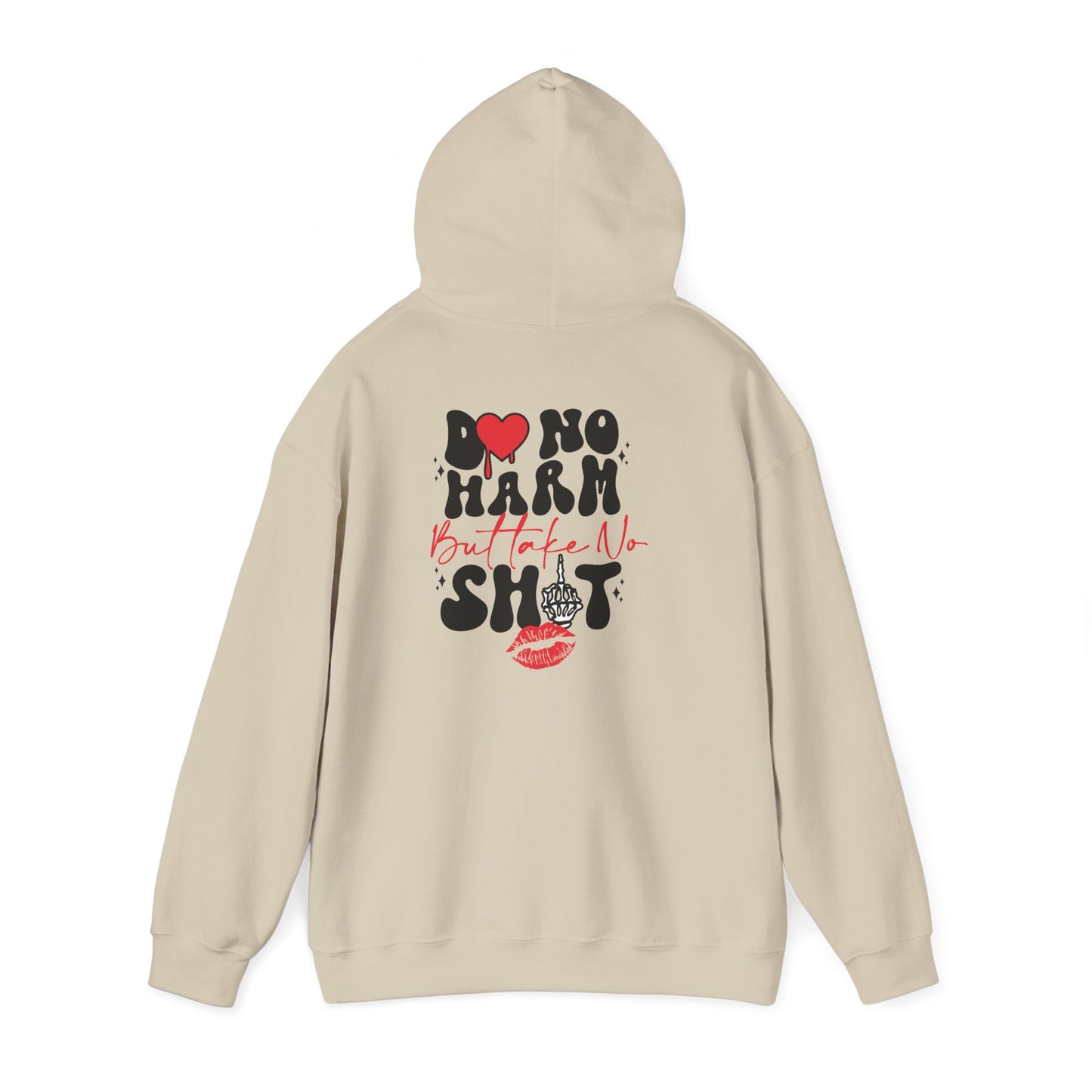 Hoodie — "Do No Harm But Take No Shit" Heart Graphic Pullover