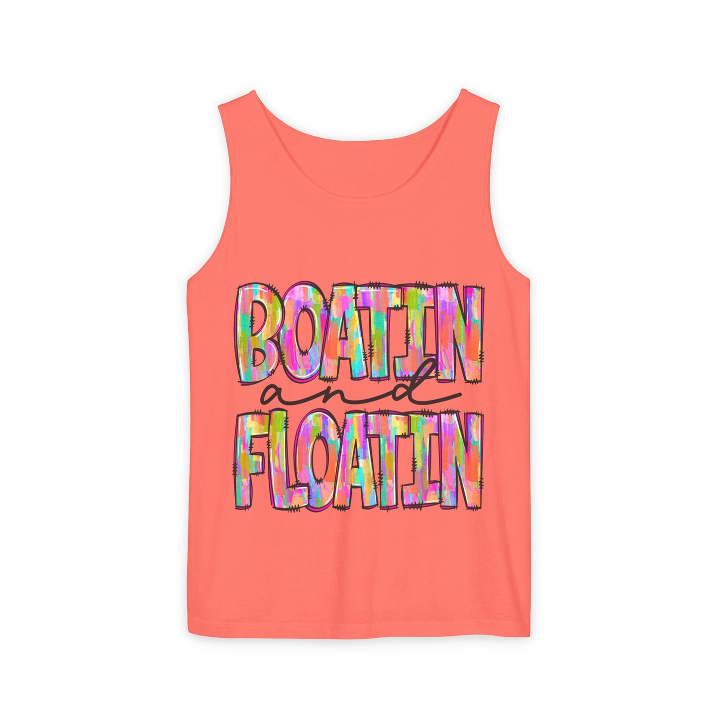Boatin' and Floatin' Colorful Graphic Tank Top — Summer Lake & Beach Tank