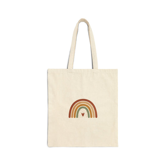 Neutral Rainbow Tote | muted rainbow art, boho desert arc design