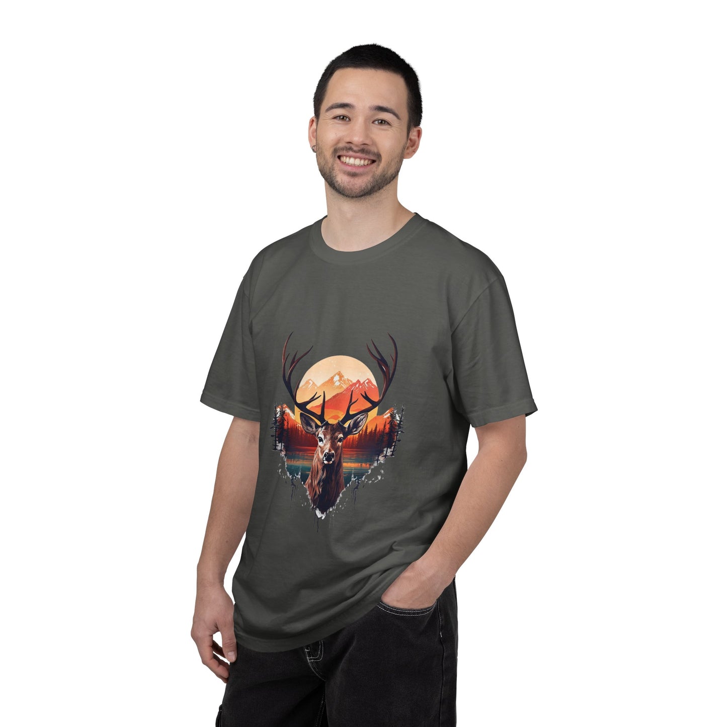 Deer Sunset Graphic T-Shirt