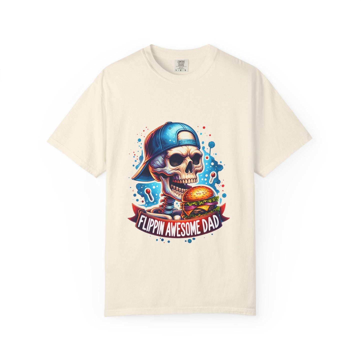 Flippin' Awesome Dad T-Shirt — Skull Chef Burger Graphic Tee for Fathers, Father’s Day Gift