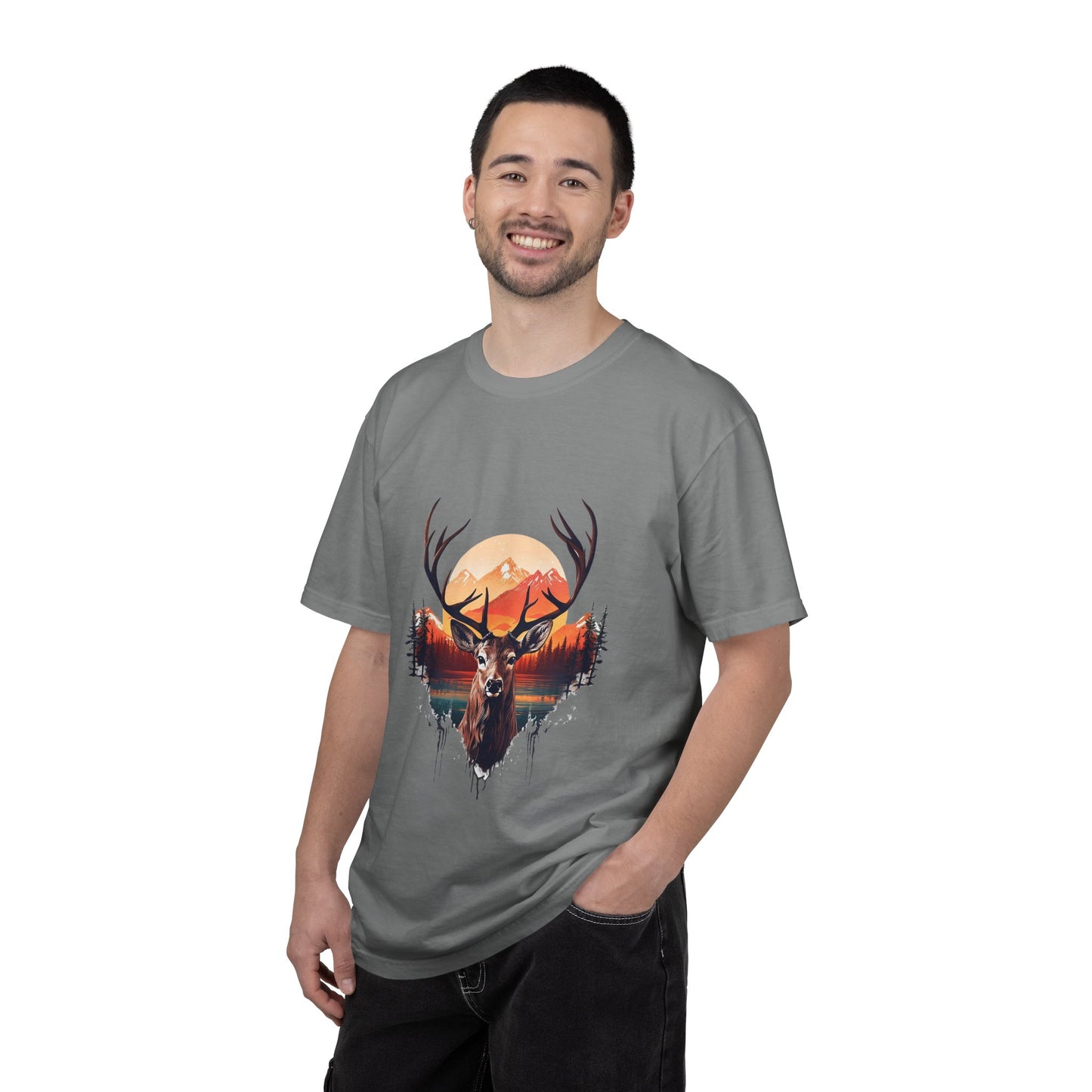 Deer Sunset Graphic T-Shirt