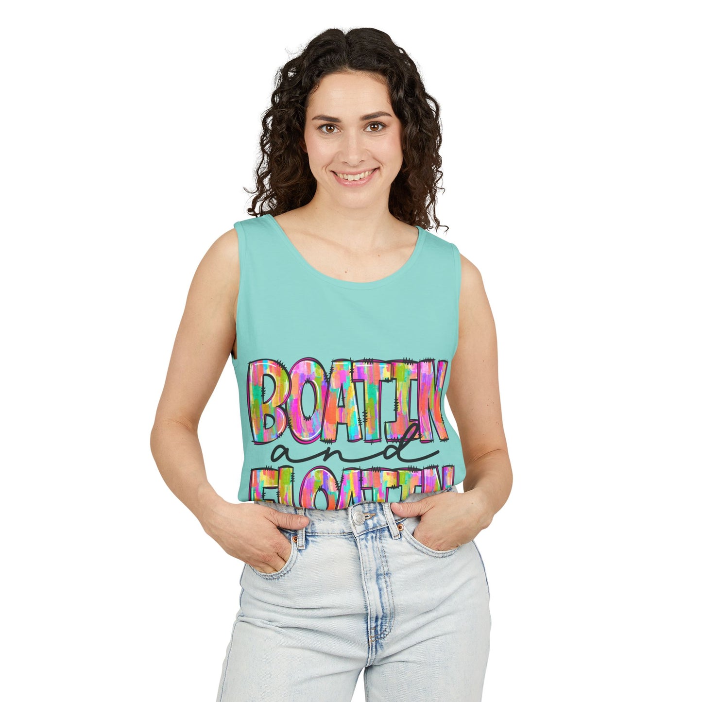 Boatin' and Floatin' Colorful Graphic Tank Top — Summer Lake & Beach Tank