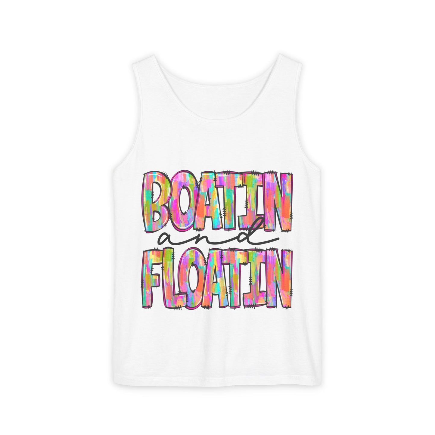 Boatin' and Floatin' Colorful Graphic Tank Top — Summer Lake & Beach Tank