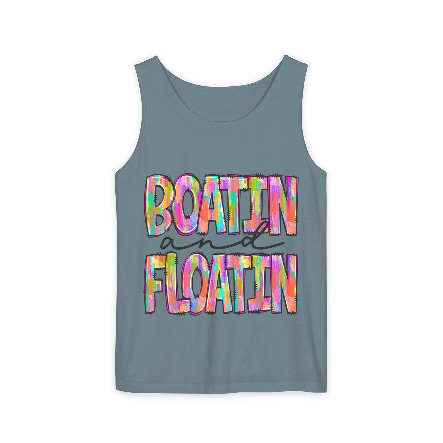 Boatin' and Floatin' Colorful Graphic Tank Top — Summer Lake & Beach Tank
