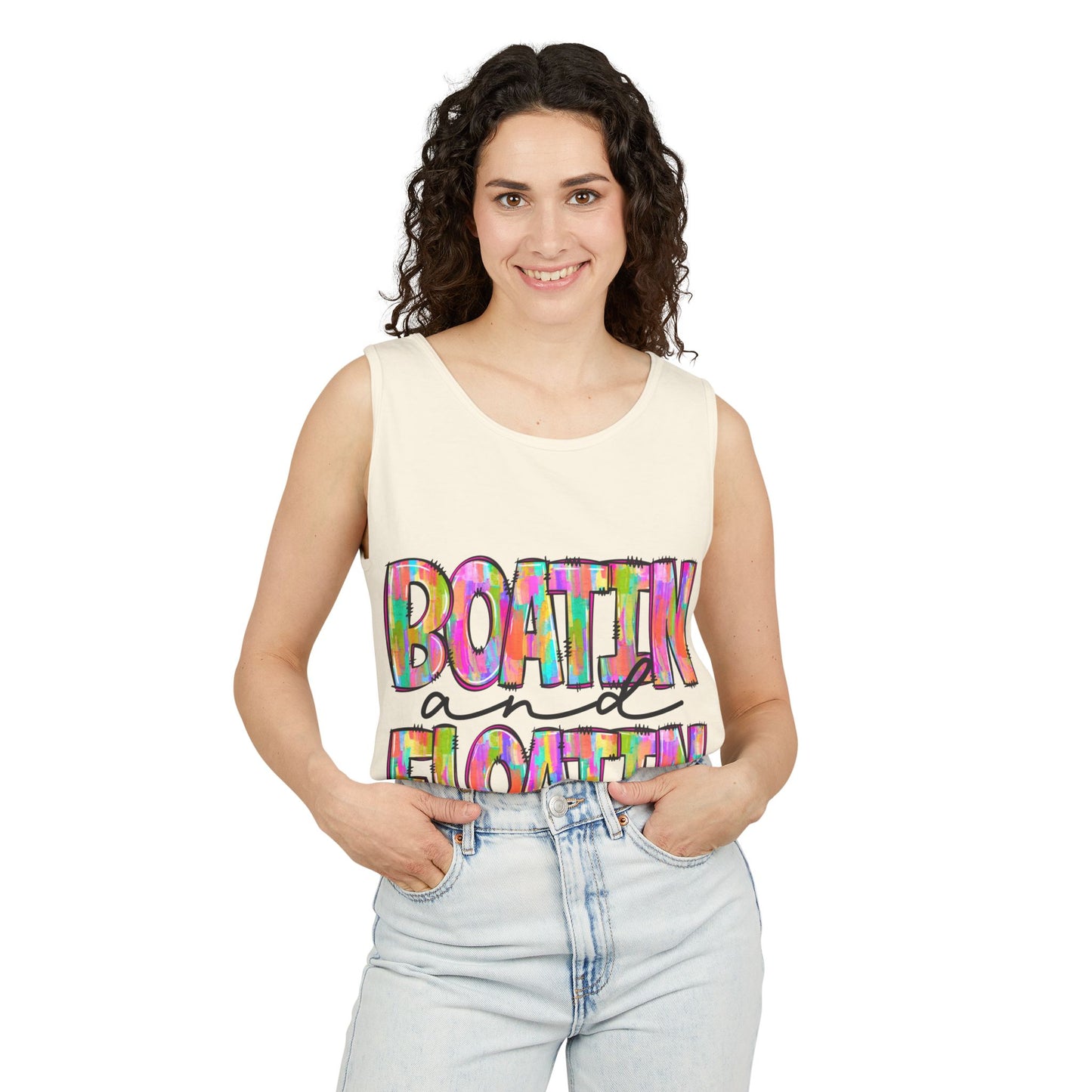 Boatin' and Floatin' Colorful Graphic Tank Top — Summer Lake & Beach Tank