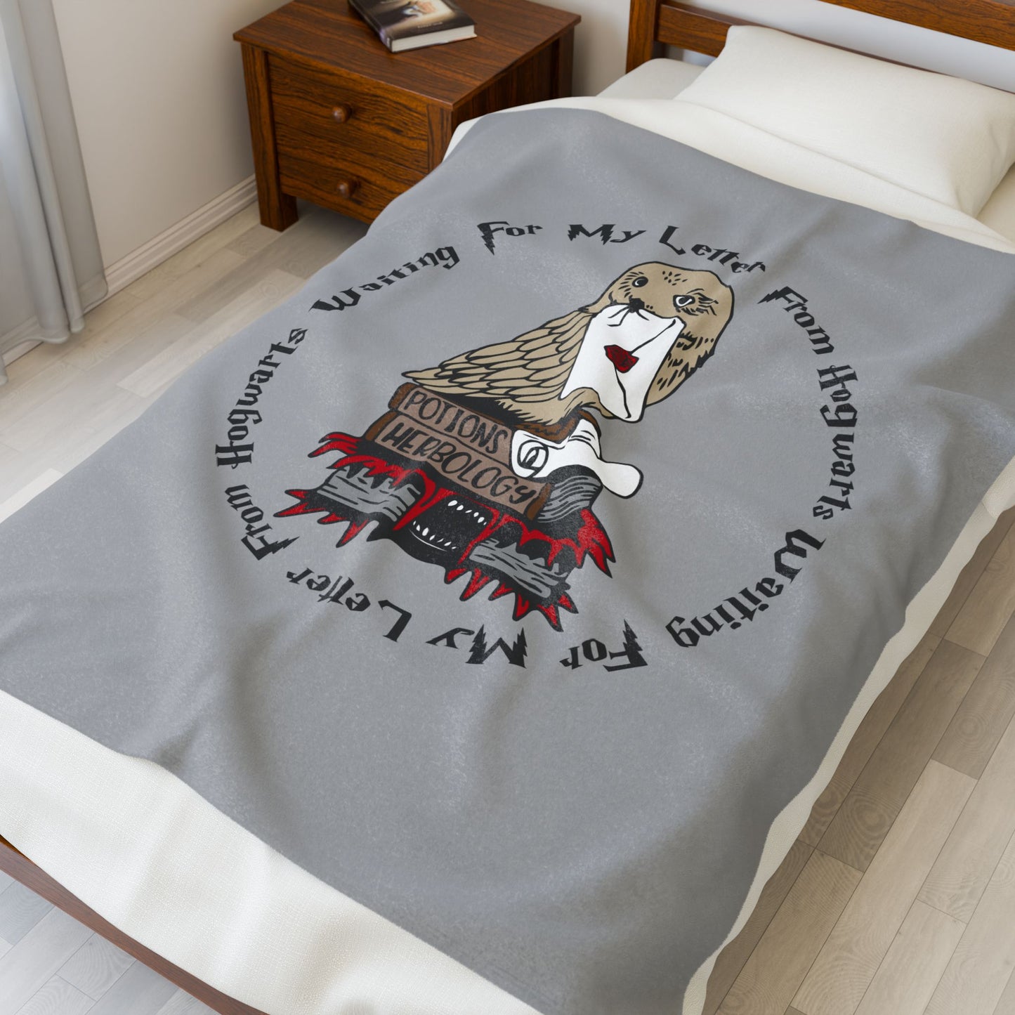 Velveteen Blanket — "Waiting For My Letter From Hogwarts" Owl Design