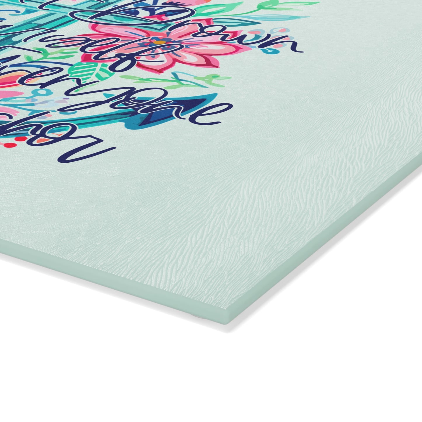 Anchor Floral Glass Cutting Board – 'Don't Drown' Nautical Kitchen Decor