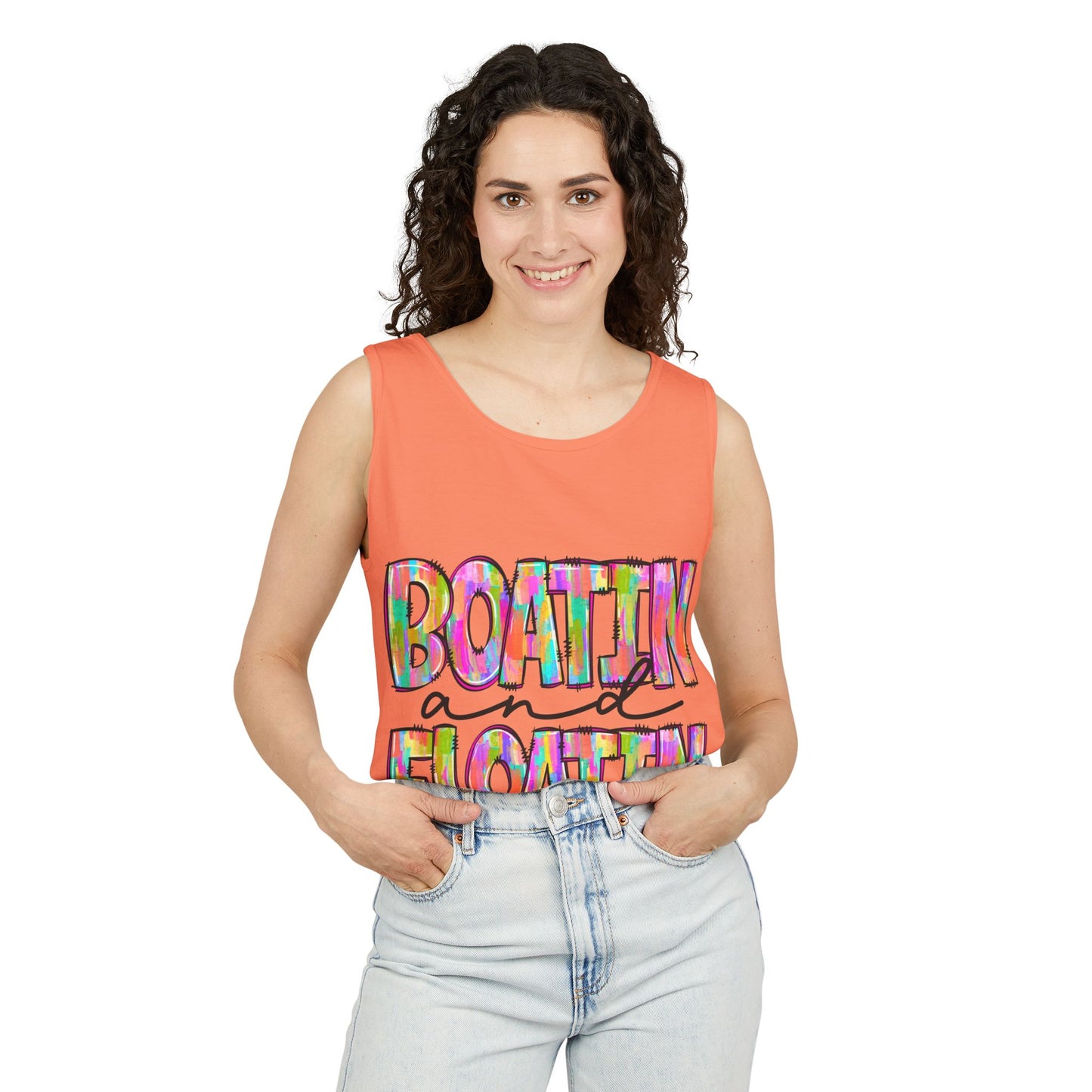 Boatin' and Floatin' Colorful Graphic Tank Top — Summer Lake & Beach Tank