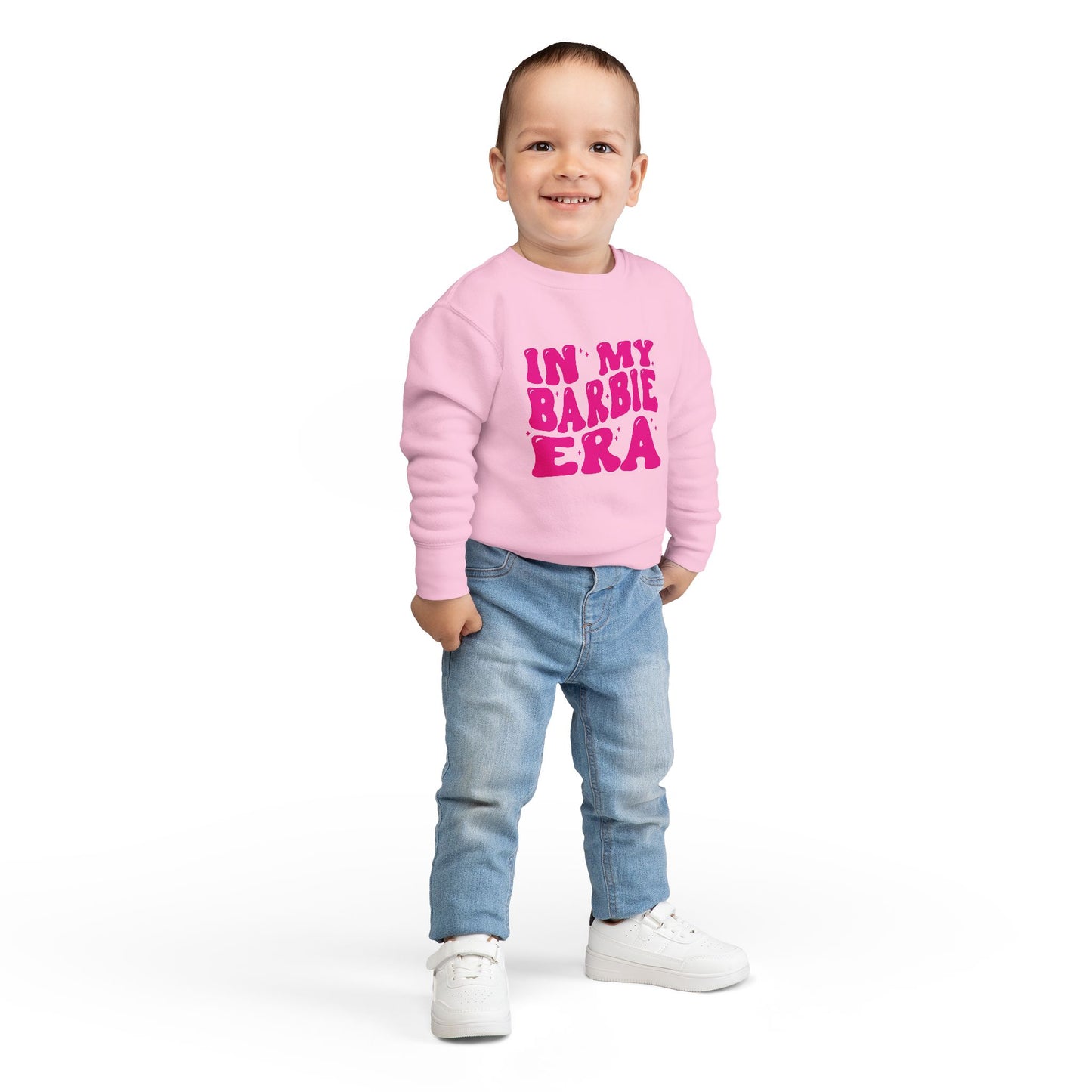 Toddler Sweatshirt — "In My Barbie Era" Pink Retro Graphic Pullover