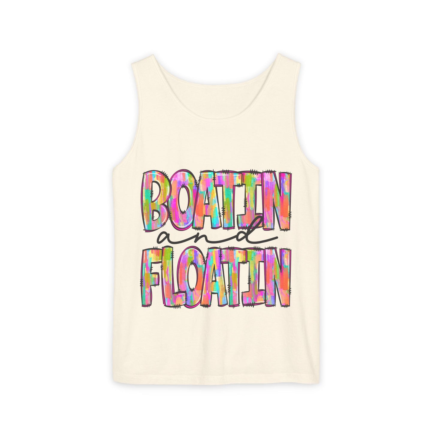 Boatin' and Floatin' Colorful Graphic Tank Top — Summer Lake & Beach Tank