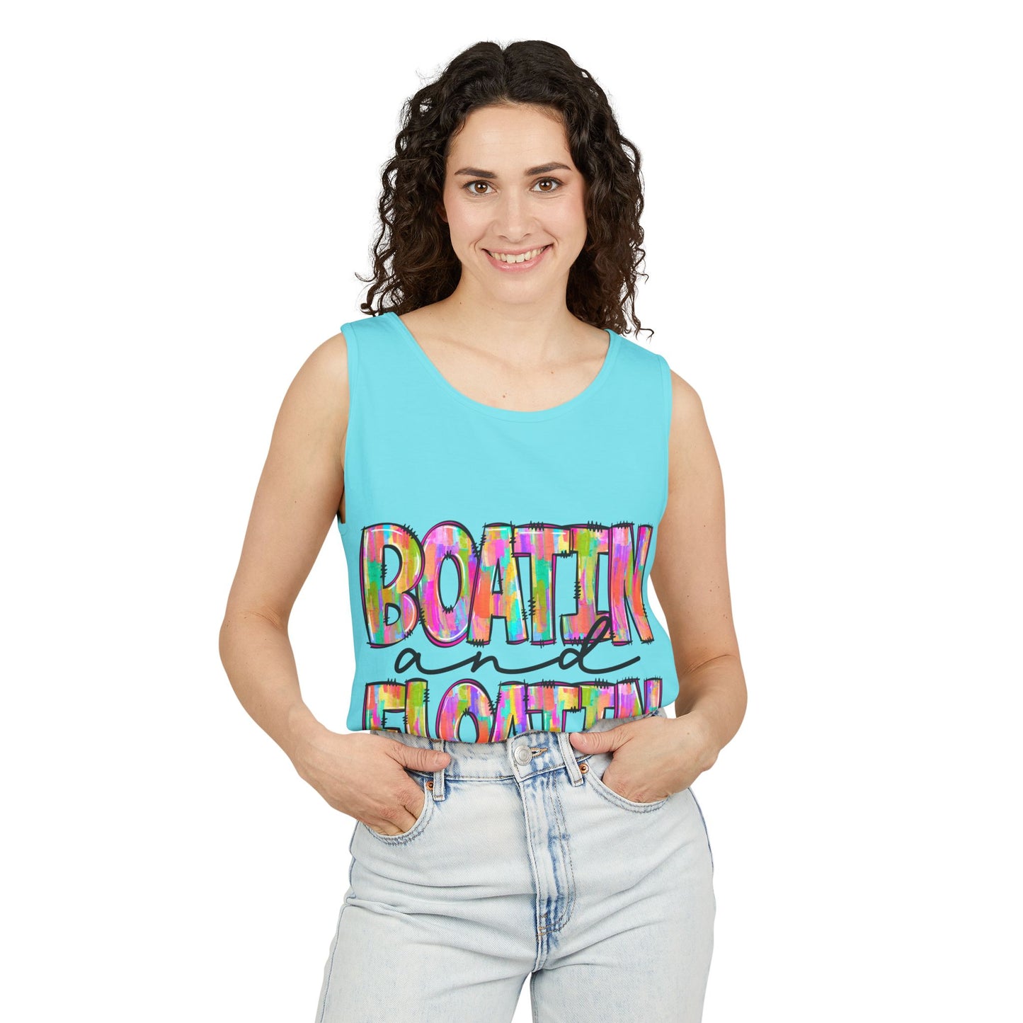 Boatin' and Floatin' Colorful Graphic Tank Top — Summer Lake & Beach Tank