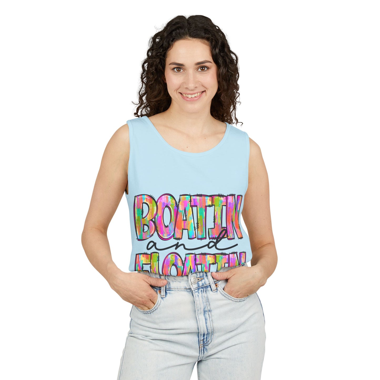 Boatin' and Floatin' Colorful Graphic Tank Top — Summer Lake & Beach Tank