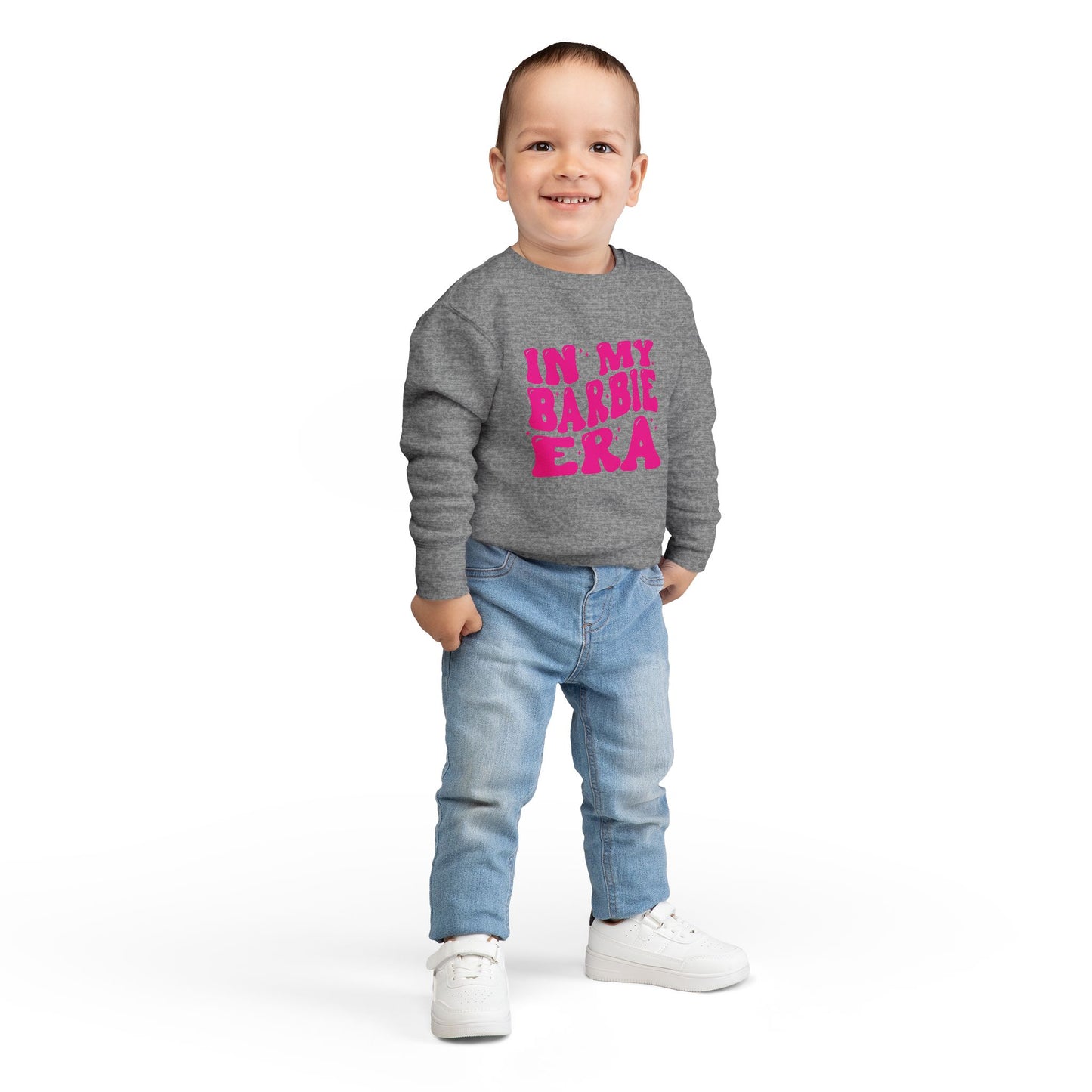 Toddler Sweatshirt — "In My Barbie Era" Pink Retro Graphic Pullover