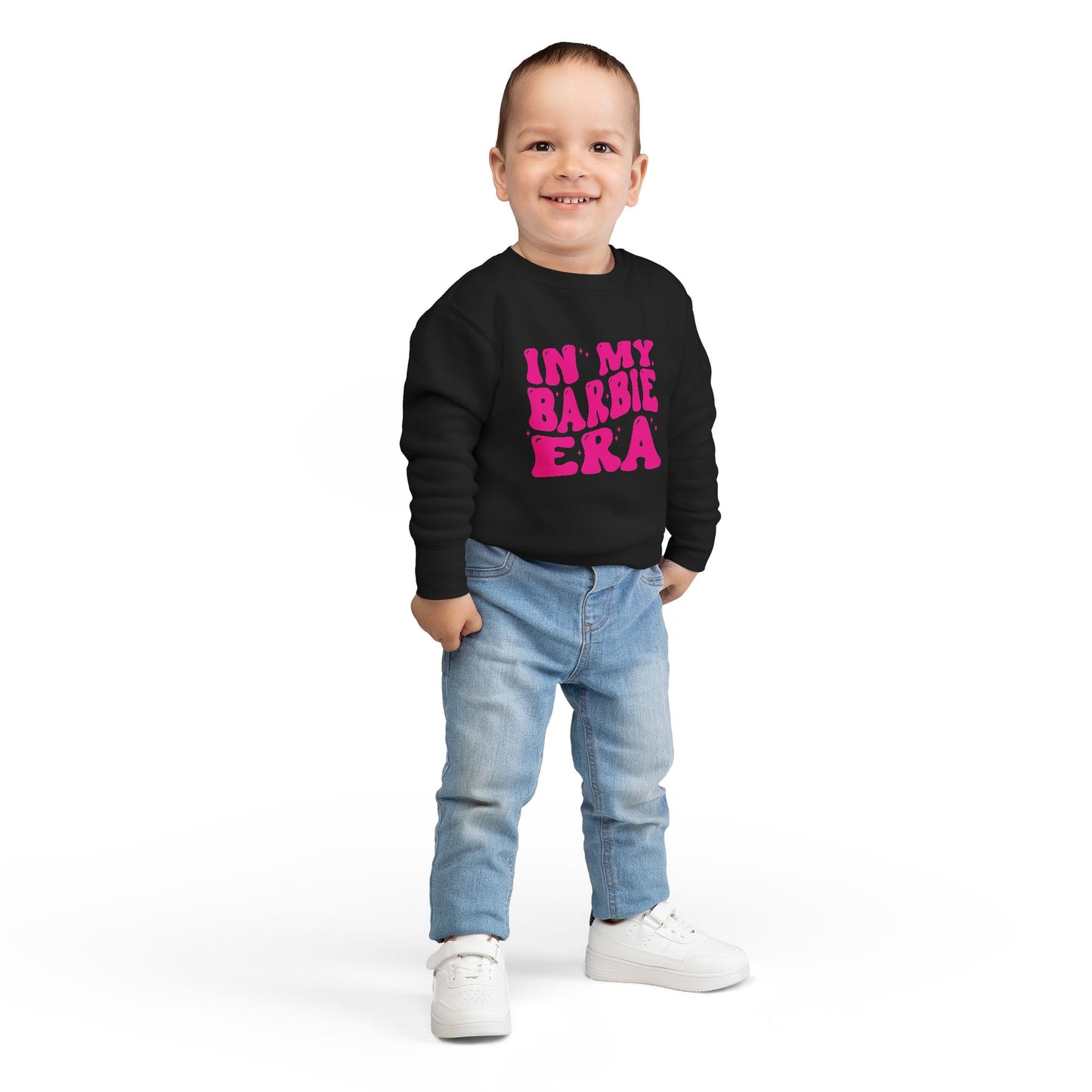 Toddler Sweatshirt — "In My Barbie Era" Pink Retro Graphic Pullover