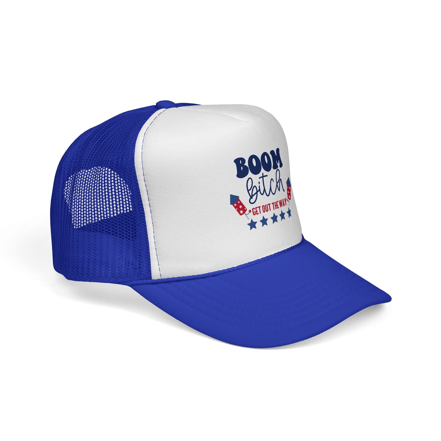 Trucker Cap — "Boom Bitch" Patriotic Fireworks Mesh Hat (4th of July)