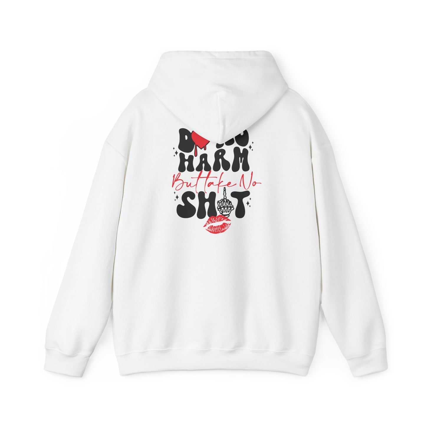 Hoodie — "Do No Harm But Take No Shit" Heart Graphic Pullover