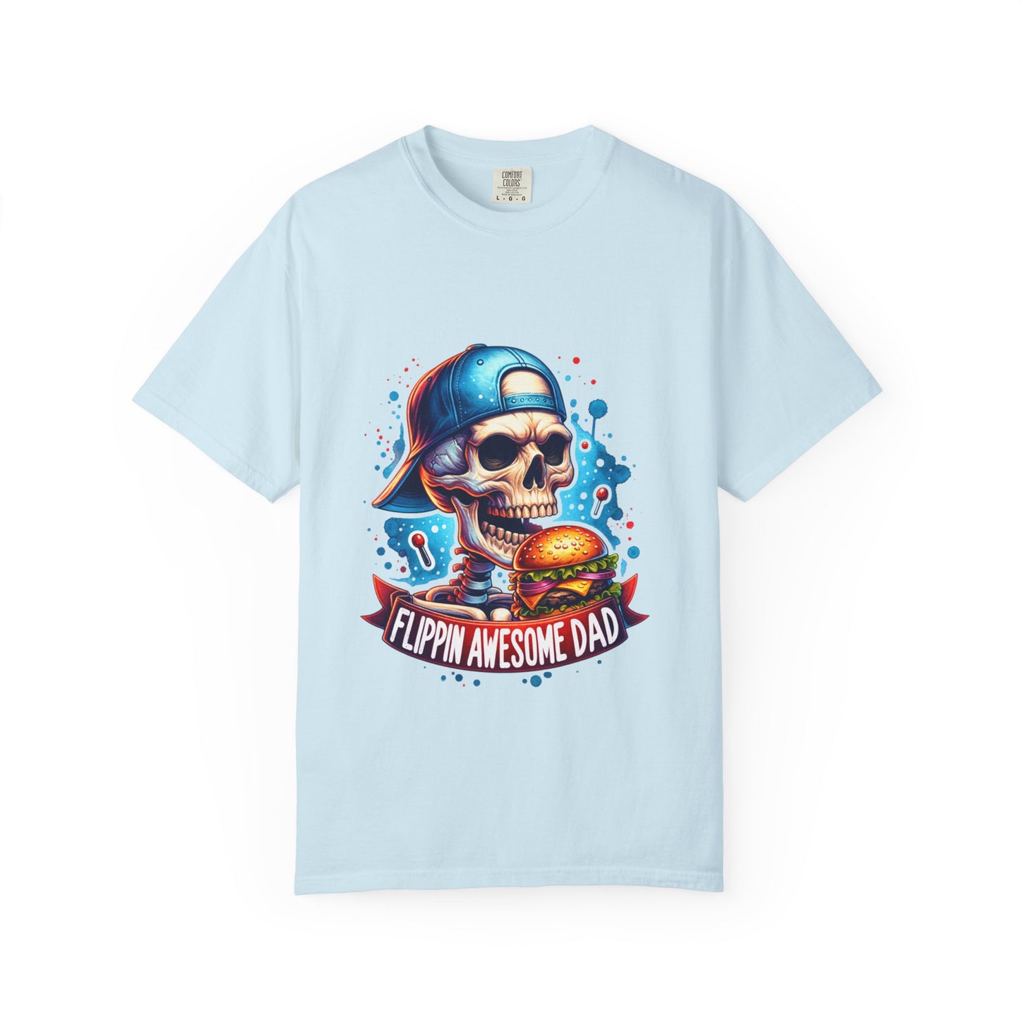 Flippin' Awesome Dad T-Shirt — Skull Chef Burger Graphic Tee for Fathers, Father’s Day Gift