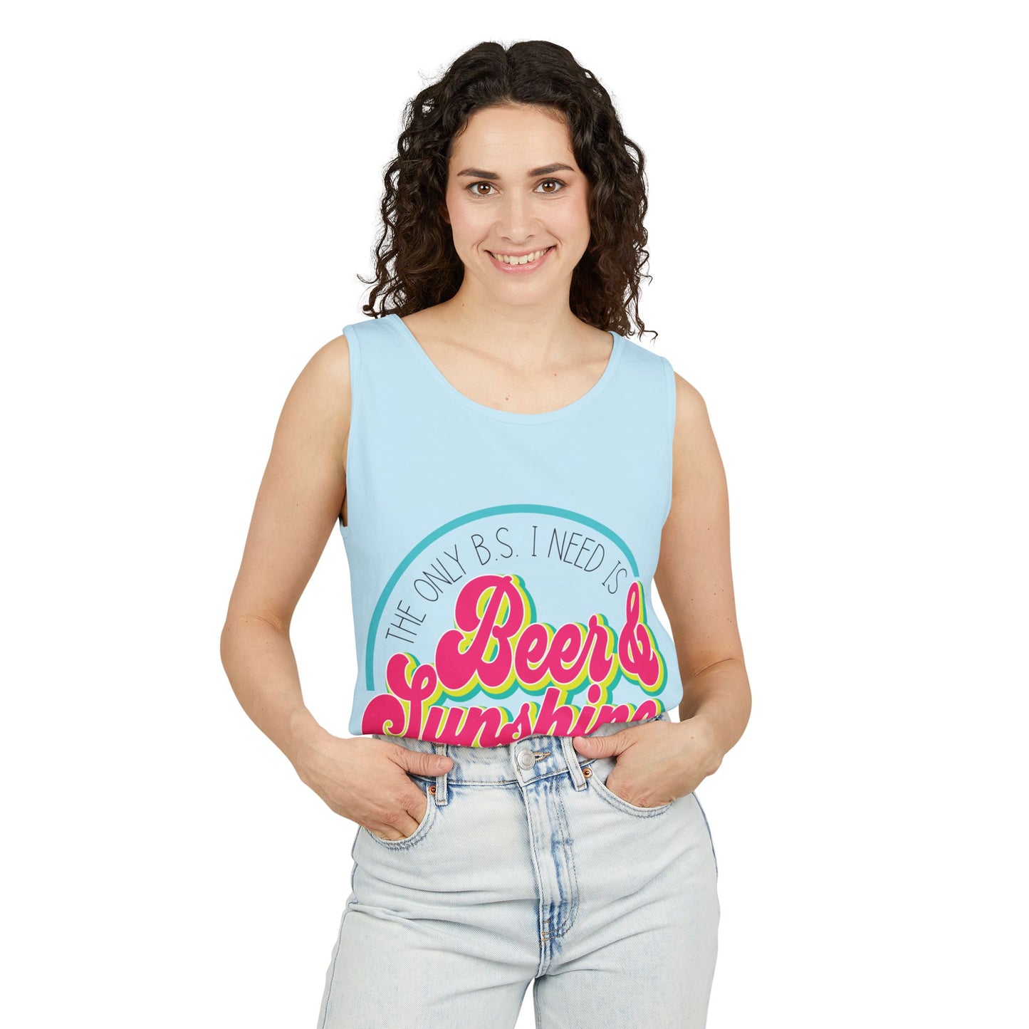 Beer & Sunshine Tank Top – Retro Summer Beer Graphic Tank
