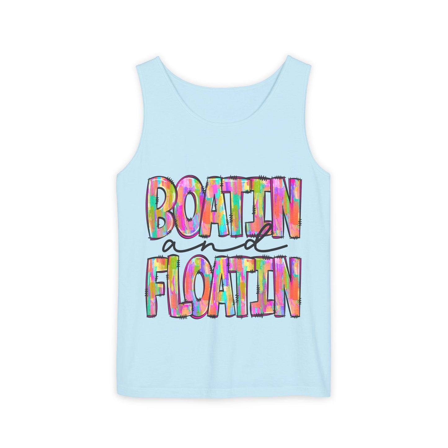 Boatin' and Floatin' Colorful Graphic Tank Top — Summer Lake & Beach Tank