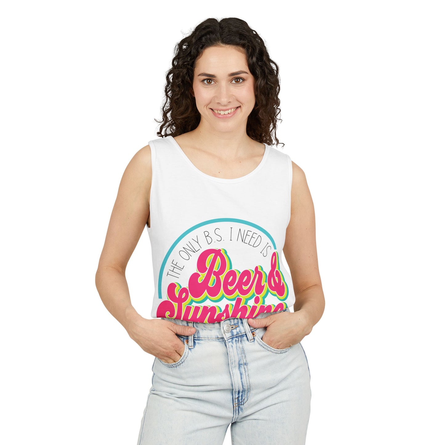 Beer & Sunshine Tank Top – Retro Summer Beer Graphic Tank