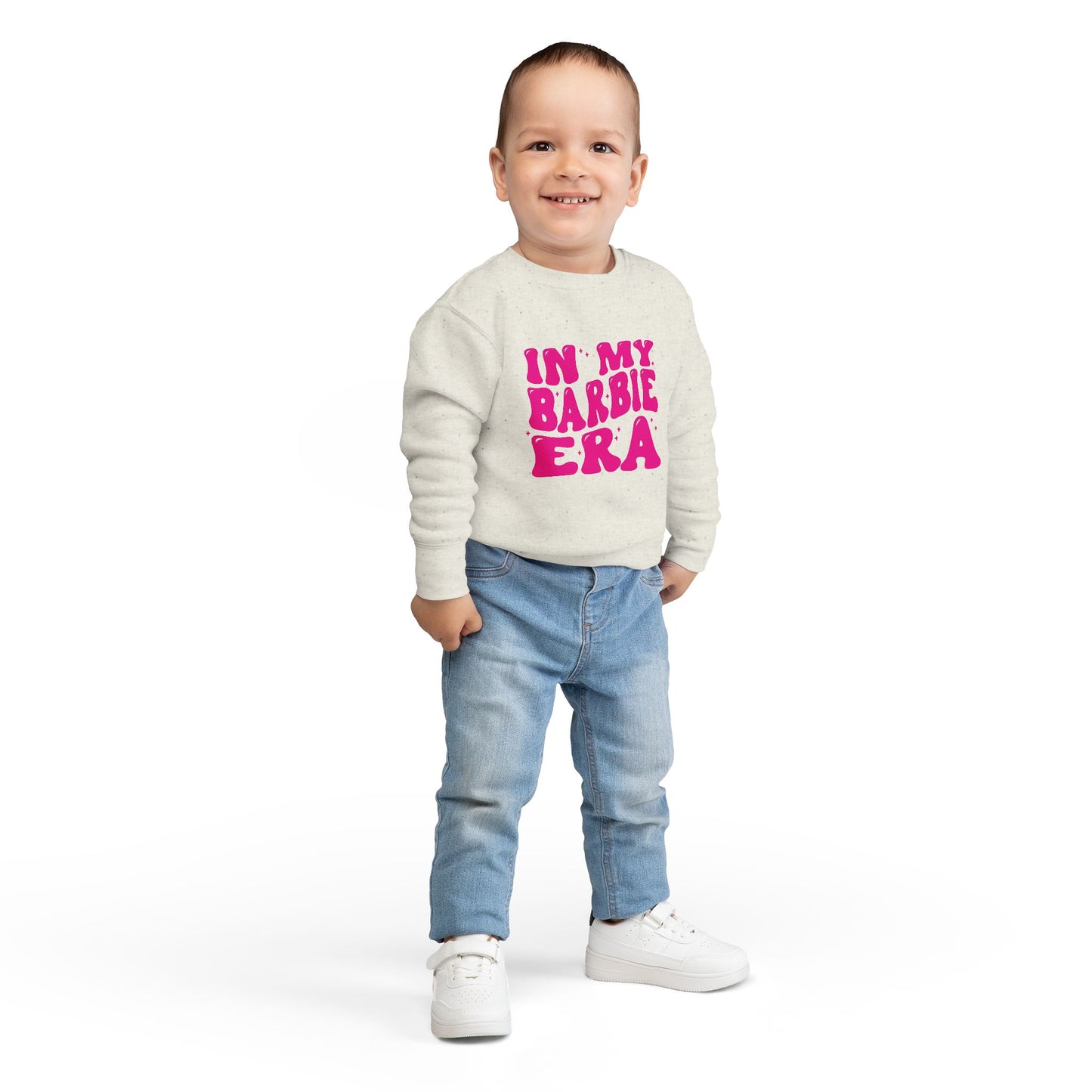 Toddler Sweatshirt — "In My Barbie Era" Pink Retro Graphic Pullover