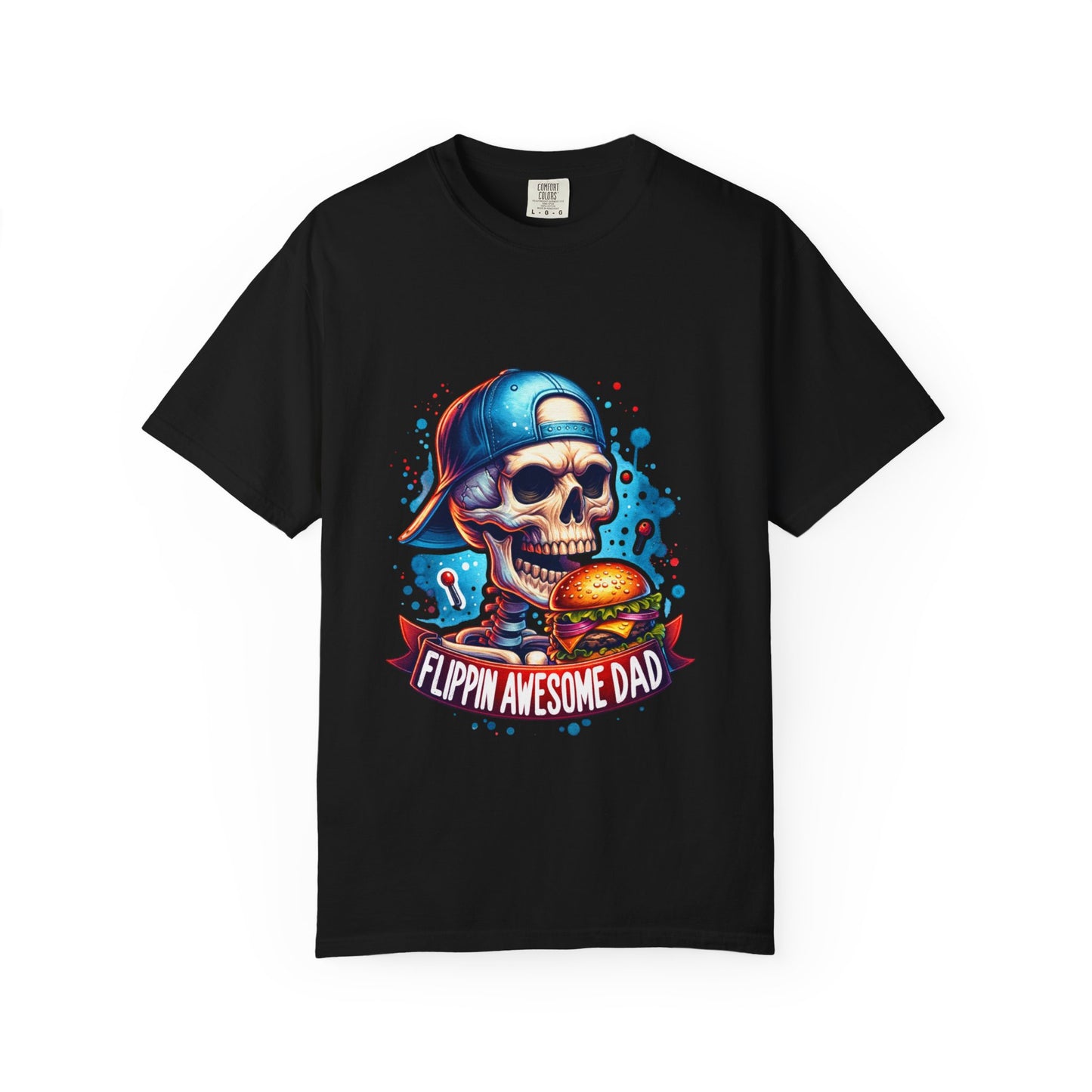 Flippin' Awesome Dad T-Shirt — Skull Chef Burger Graphic Tee for Fathers, Father’s Day Gift