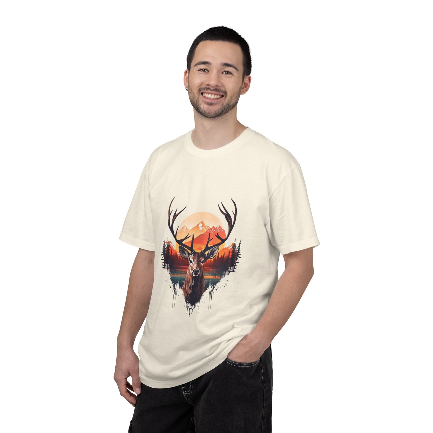 Deer Sunset Graphic T-Shirt