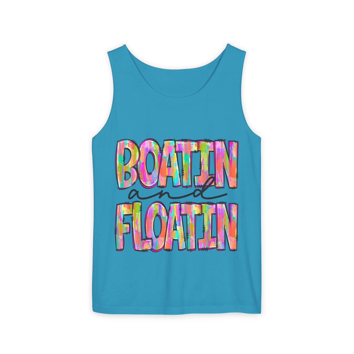 Boatin' and Floatin' Colorful Graphic Tank Top — Summer Lake & Beach Tank