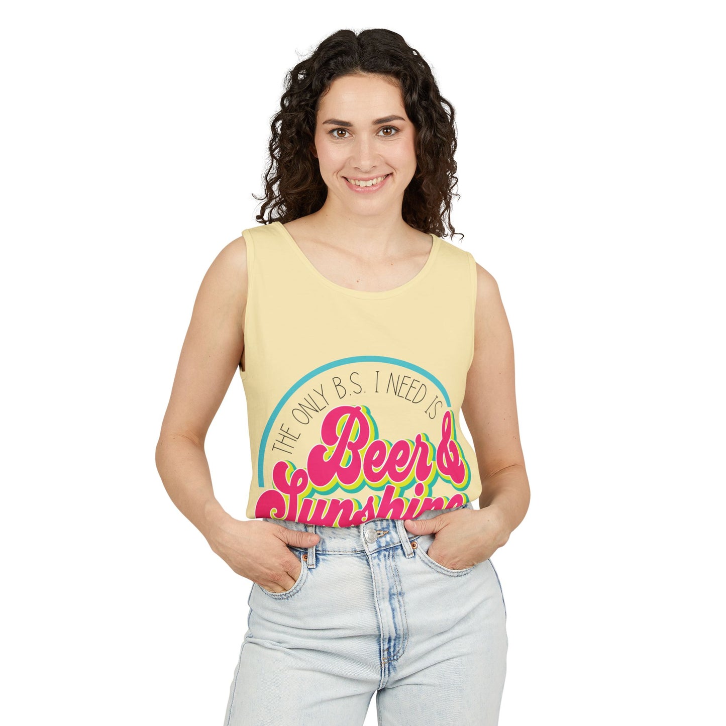 Beer & Sunshine Tank Top – Retro Summer Beer Graphic Tank