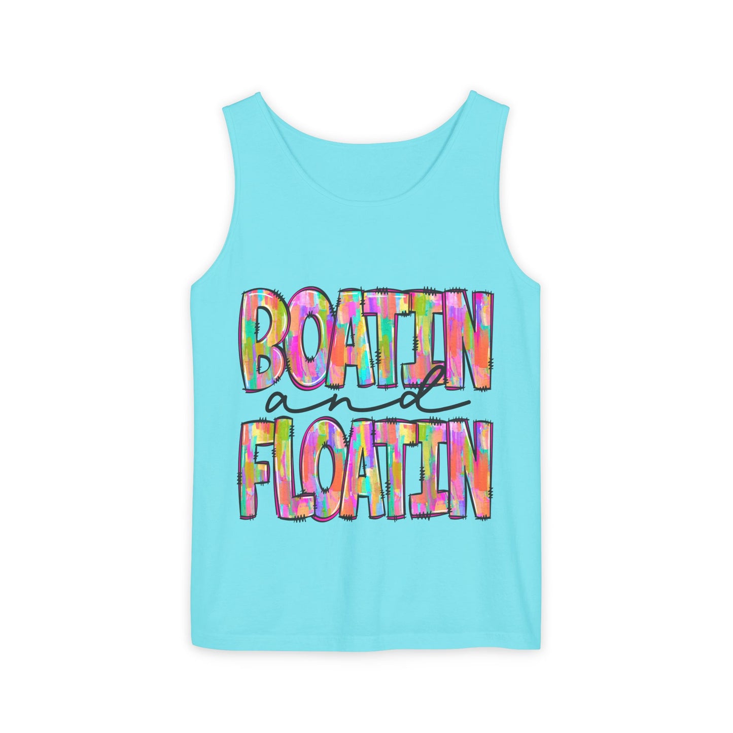 Boatin' and Floatin' Colorful Graphic Tank Top — Summer Lake & Beach Tank