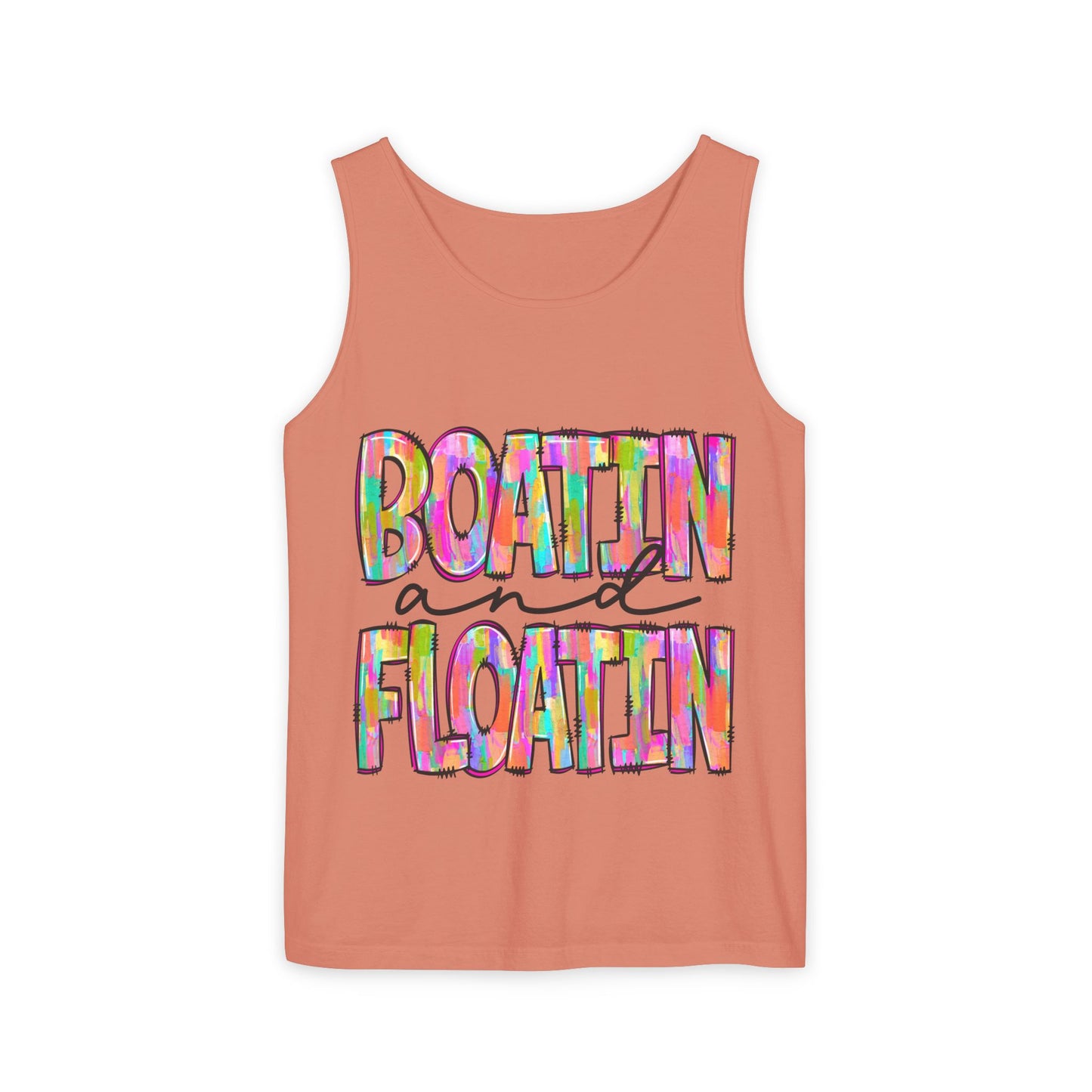 Boatin' and Floatin' Colorful Graphic Tank Top — Summer Lake & Beach Tank