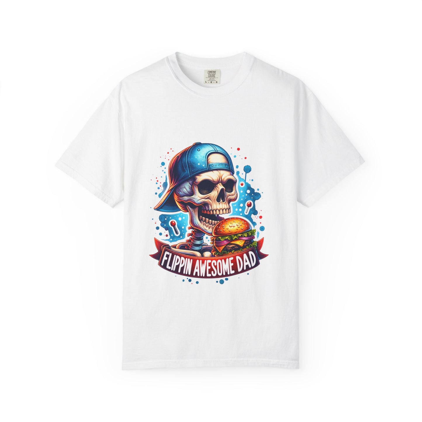 Flippin' Awesome Dad T-Shirt — Skull Chef Burger Graphic Tee for Fathers, Father’s Day Gift