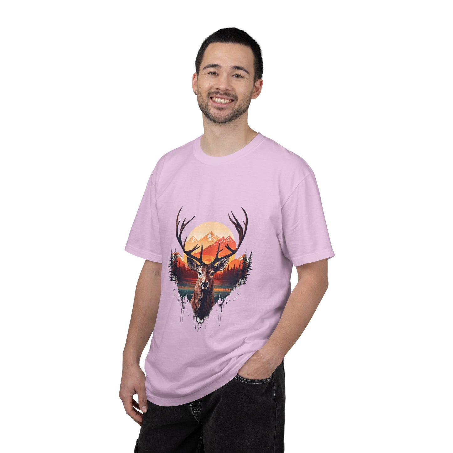 Deer Sunset Graphic T-Shirt