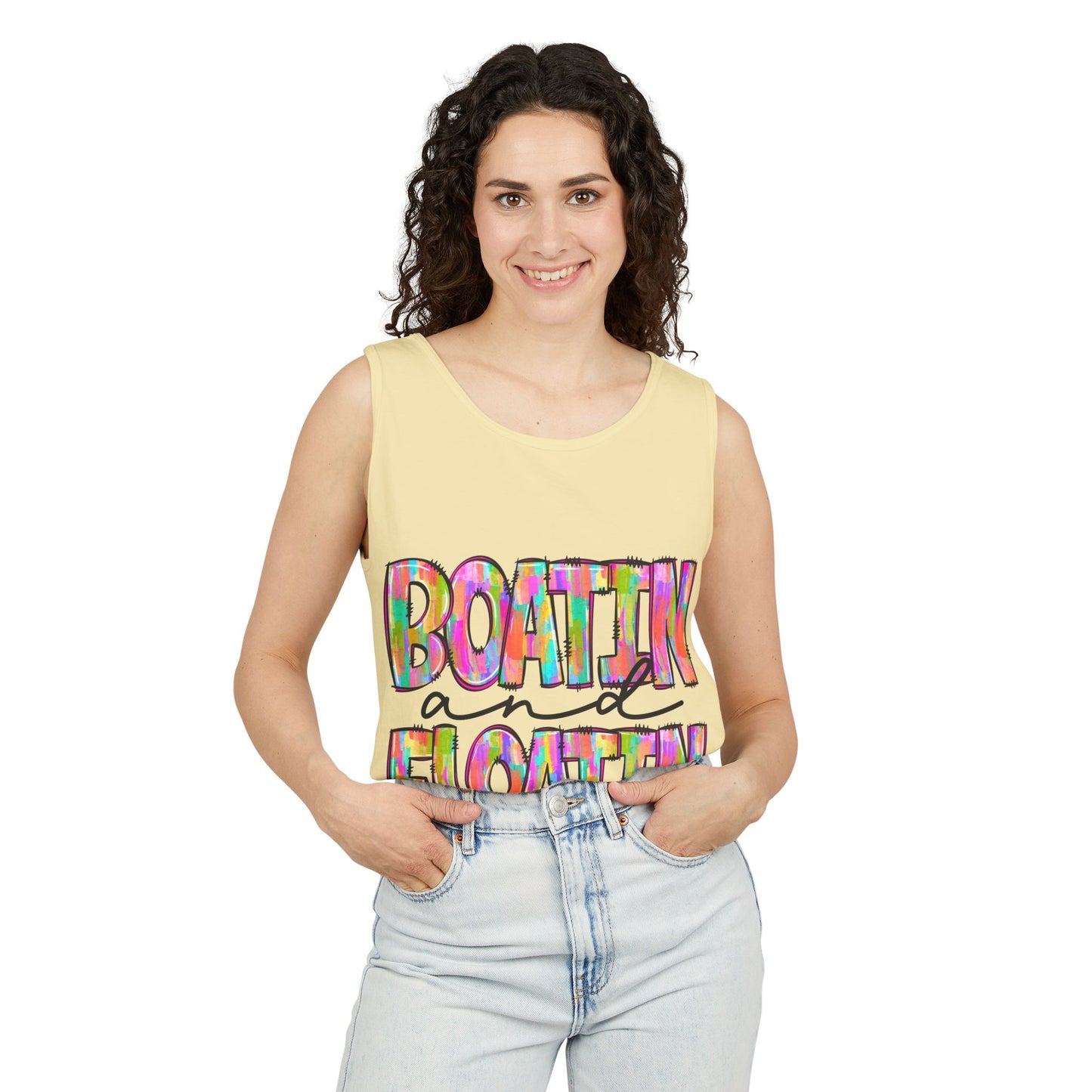 Boatin' and Floatin' Colorful Graphic Tank Top — Summer Lake & Beach Tank